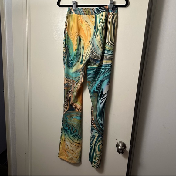 POSTER GIRL Dolls Kill High Rise Hypnosis Habits Swirl Kick Flare Rave Pants XS - Picture 6 of 16